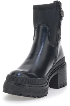 Schwarze Platform-Stiefeletten mit Stoffschaft Bettyflowers 03