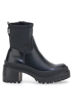 Schwarze Platform-Stiefeletten mit Stoffschaft Bettyflowers 03