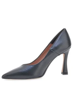 Schwarze Pumps aus echtem Leder mit Spool-Absatz Francesca Gritti 157