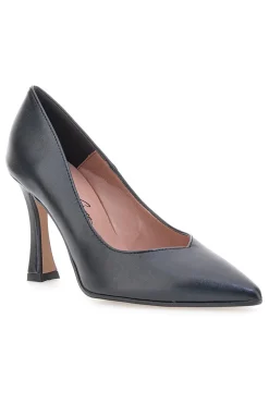 Schwarze Pumps aus echtem Leder mit Spool-Absatz Francesca Gritti 157