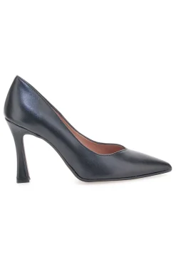 Schwarze Pumps aus echtem Leder mit Spool-Absatz Francesca Gritti 157