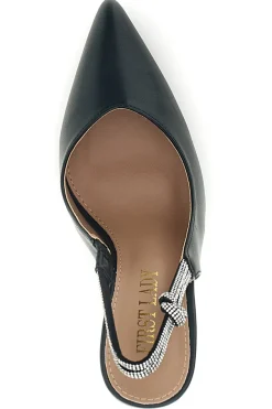 Schwarze Pumps mit hohem Absatz und Glitzerriemen First Lady P650