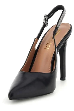 Schwarze Pumps mit hohem Absatz und Glitzerriemen First Lady P650