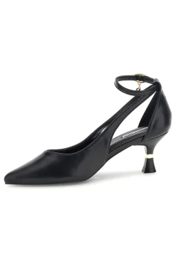 Schwarze Pumps mit Knöchelriemen und geformtem Absatz Burani 51851c1204