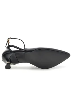 Schwarze Pumps mit Knöchelriemen und geformtem Absatz Burani 51851c1204