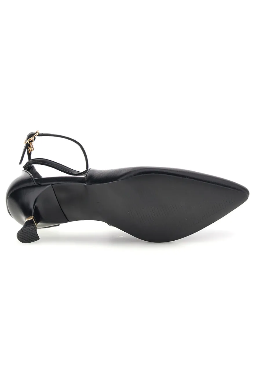 Schwarze Pumps mit Knöchelriemen und geformtem Absatz Burani 51851c1204