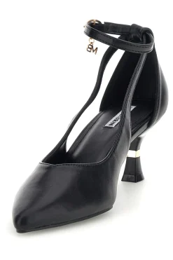 Schwarze Pumps mit Knöchelriemen und geformtem Absatz Burani 51851c1204