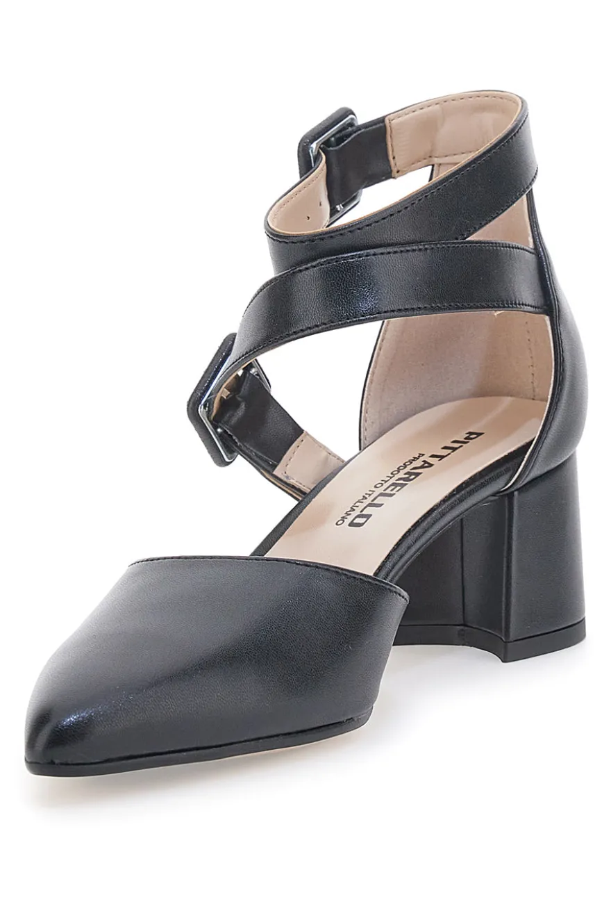 Schwarze Pumps mit Riemchen und Absatz PITTARELLO 8012