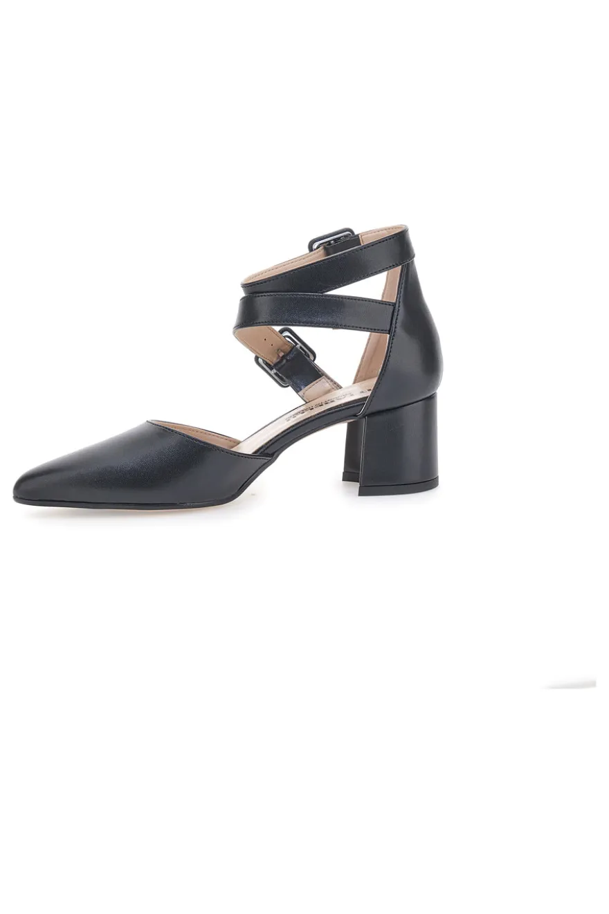 Schwarze Pumps mit Riemchen und Absatz PITTARELLO 8012