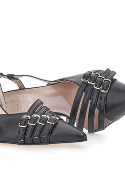 Schwarze Pumps mit Riemchen und Absatz PITTARELLO GLAM 3824 made in Italy