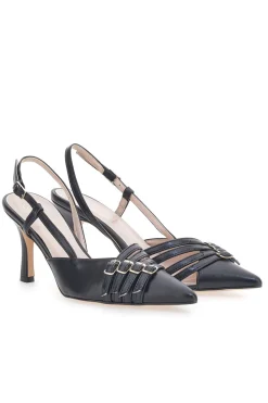 Schwarze Pumps mit Riemchen und Absatz PITTARELLO GLAM 3824 made in Italy