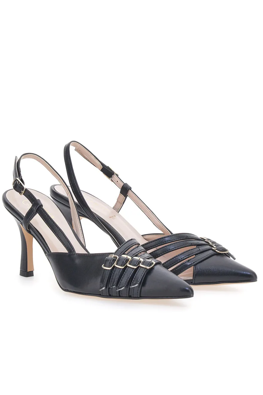 Schwarze Pumps mit Riemchen und Absatz PITTARELLO GLAM 3824 made in Italy