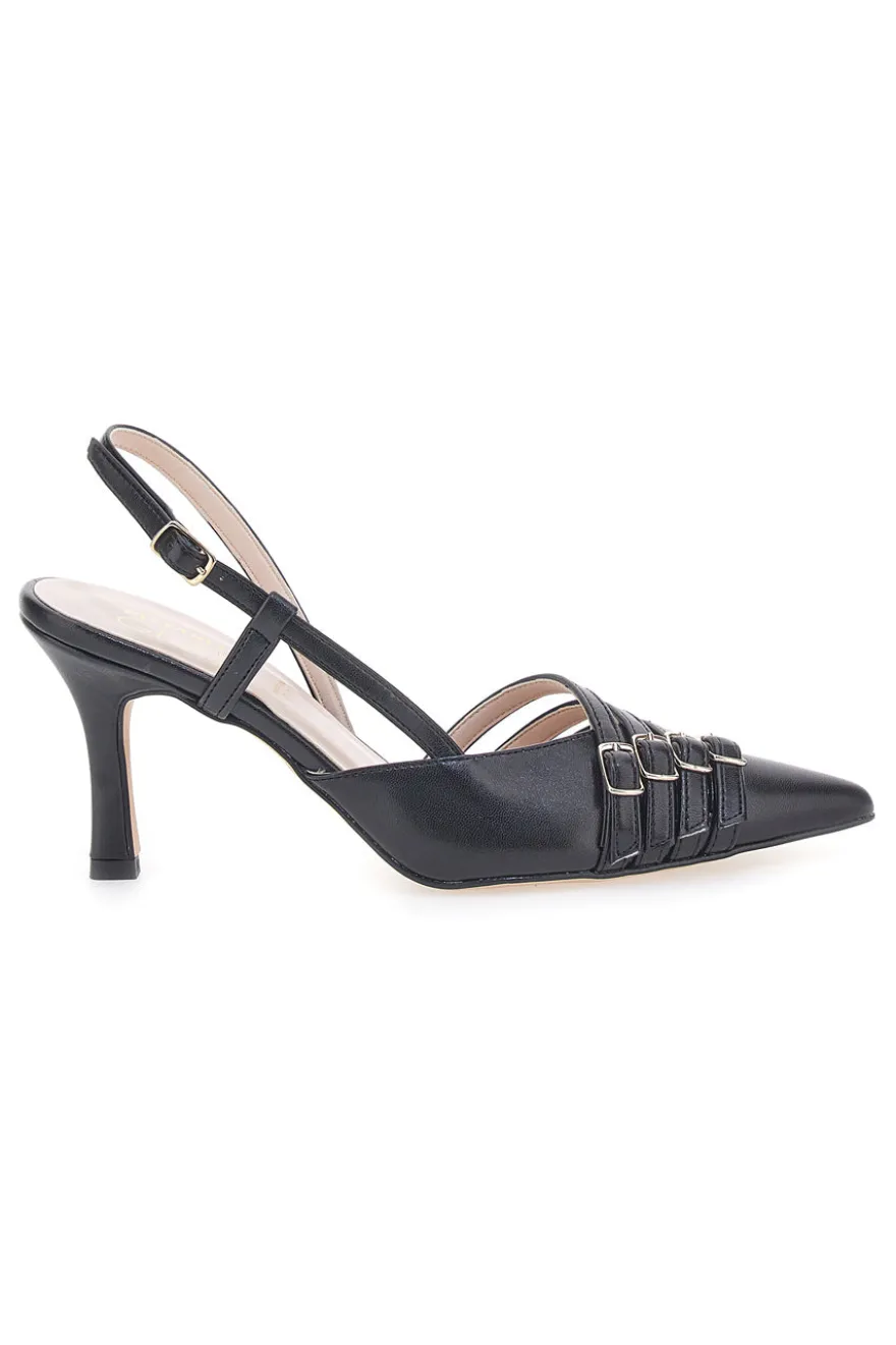 Schwarze Pumps mit Riemchen und Absatz PITTARELLO GLAM 3824 made in Italy