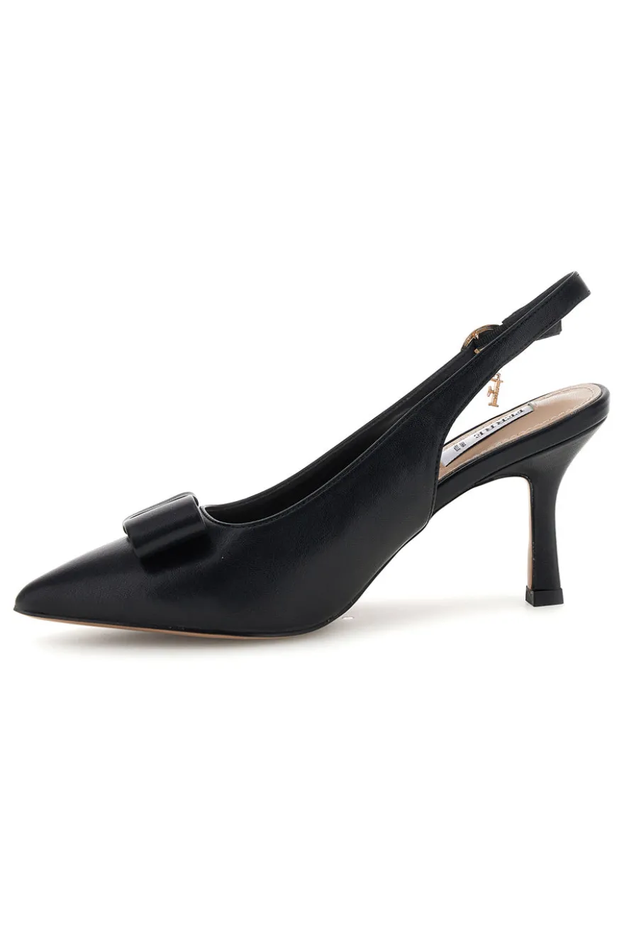 Schwarze Pumps mit Riemen und Metallic-Detail Ferre F030