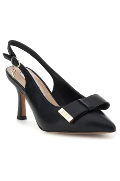 Schwarze Pumps mit Riemen und Metallic-Detail Ferre F030