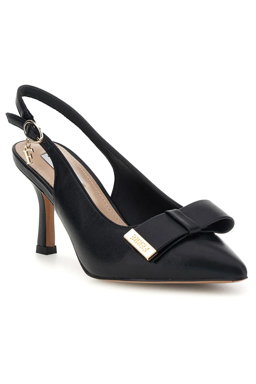 Schwarze Pumps mit Riemen und Metallic-Detail Ferre F030