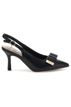 Schwarze Pumps mit Riemen und Metallic-Detail Ferre F030