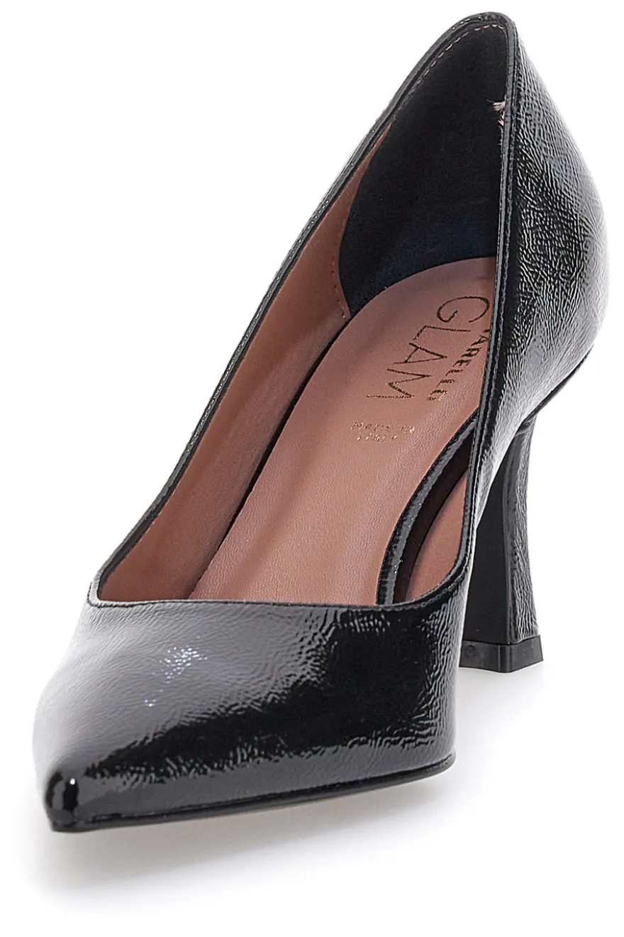 Schwarze Pumps mit spitzer Spitze und Spool-Absatz Pittarello Glam 3476