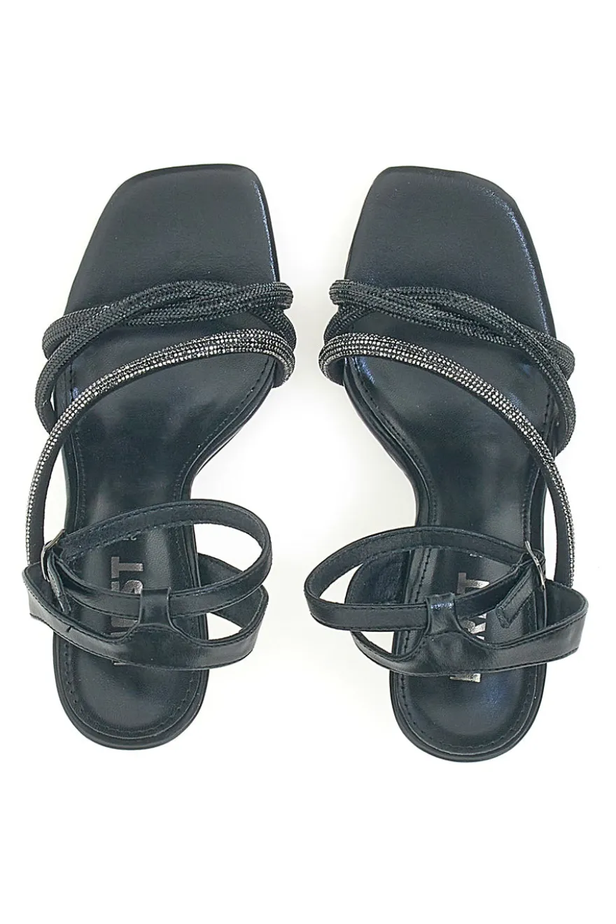 Schwarze Sandale mit Spulenabsatz The First 625