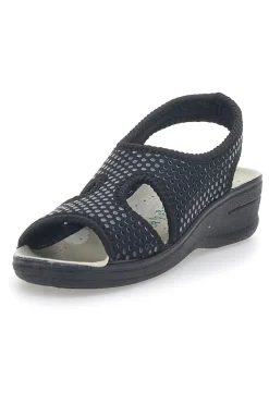 Schwarze Sandalen, hergestellt in Italien, mit Bio Up 1321-Lederfußbett