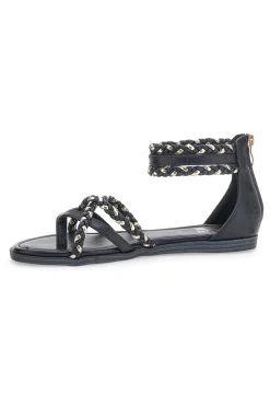 Schwarze Sandalen mit geflochtenem Seileffekt Me & Me 1668