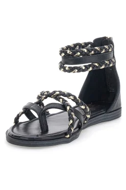 Schwarze Sandalen mit geflochtenem Seileffekt Me & Me 1668
