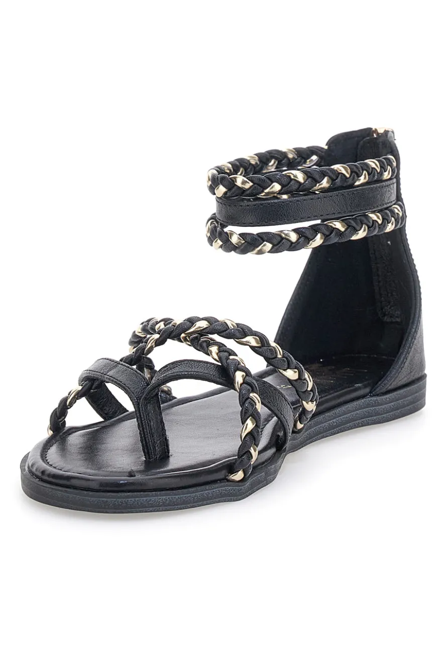 Schwarze Sandalen mit geflochtenem Seileffekt Me & Me 1668