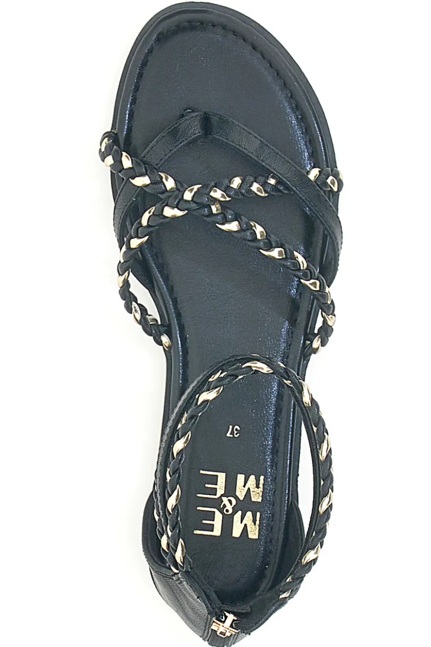 Schwarze Sandalen mit geflochtenem Seileffekt Me & Me 1668