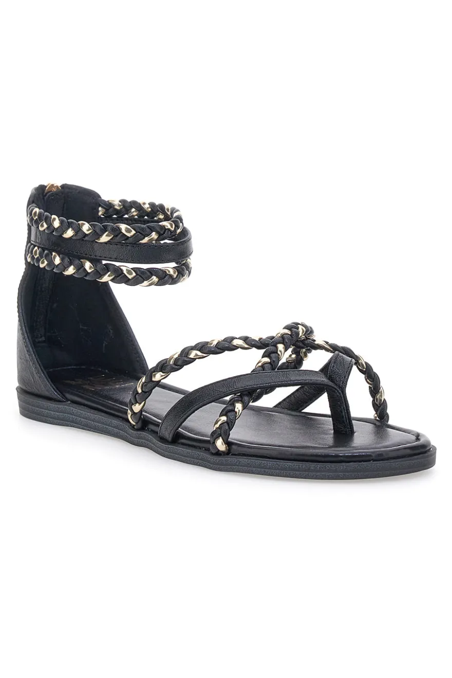 Schwarze Sandalen mit geflochtenem Seileffekt Me & Me 1668