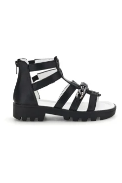 Schwarze Sandalen mit Hufeisen und Reißverschluss Thank you girl 14355