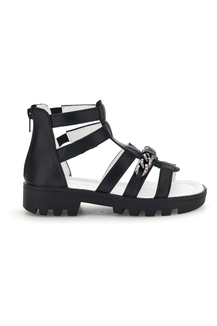 Schwarze Sandalen mit Hufeisen und Reißverschluss Thank you girl 14355