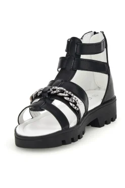 Schwarze Sandalen mit Hufeisen und Reißverschluss Thank you girl 14355