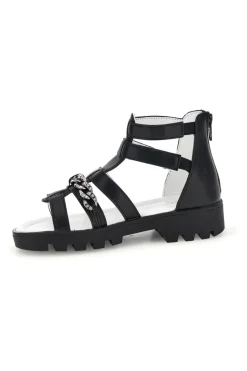Schwarze Sandalen mit Hufeisen und Reißverschluss Thank you girl 14355