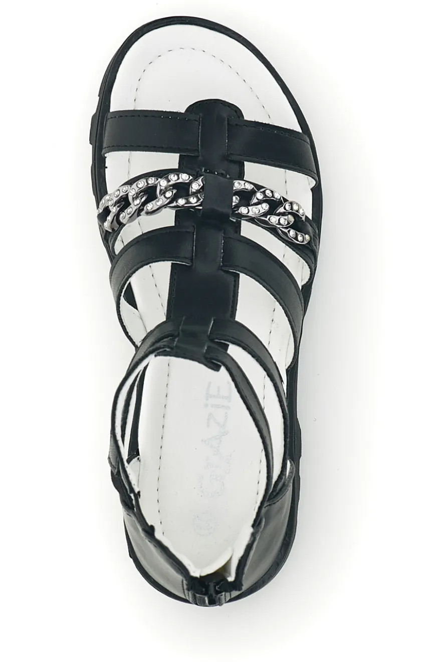 Schwarze Sandalen mit Hufeisen und Reißverschluss Thank you girl 14355
