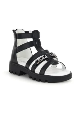 Schwarze Sandalen mit Hufeisen und Reißverschluss Thank you girl 14355