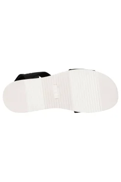 Schwarze Sandalen mit Klettverschluss und perforiertem Band Skechers Desert kiss low