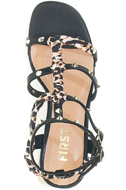 Schwarze Sandalen mit mittlerem Absatz The First 652