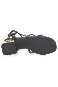 Schwarze Sandalen mit mittlerem Absatz The First 652