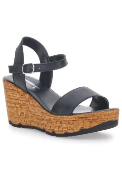 Schwarze Sandalen mit Obermaterial aus Leder und Keilabsatz PITTARELLO 34723002