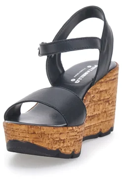 Schwarze Sandalen mit Obermaterial aus Leder und Keilabsatz PITTARELLO 34723002