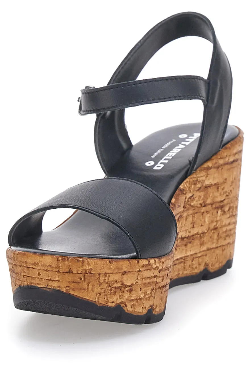 Schwarze Sandalen mit Obermaterial aus Leder und Keilabsatz PITTARELLO 34723002