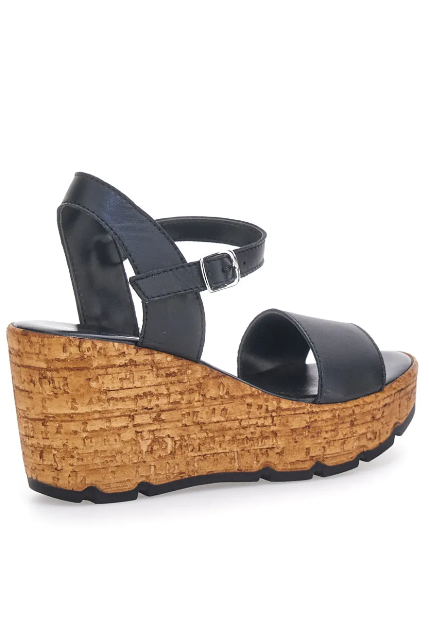 Schwarze Sandalen mit Obermaterial aus Leder und Keilabsatz PITTARELLO 34723002
