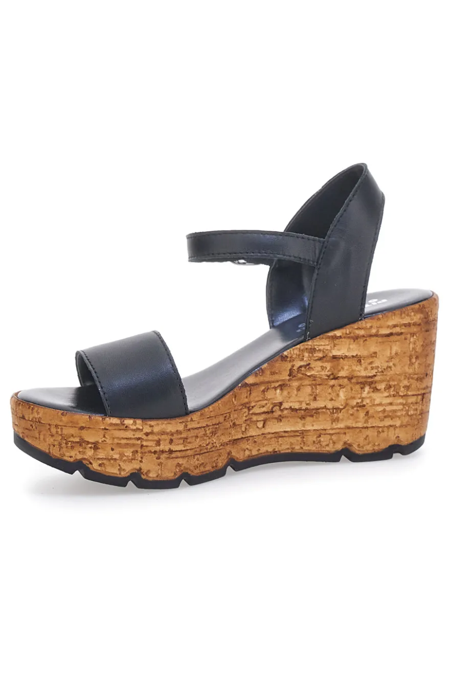 Schwarze Sandalen mit Obermaterial aus Leder und Keilabsatz PITTARELLO 34723002