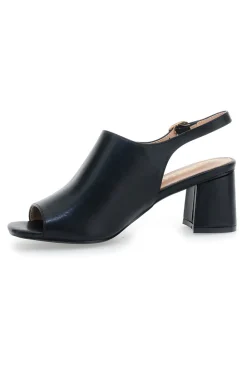Schwarze Sandalen mit Riemen hinten und Öffnung vorne FIRST LADY P545