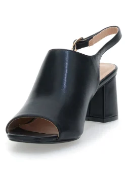 Schwarze Sandalen mit Riemen hinten und Öffnung vorne FIRST LADY P545