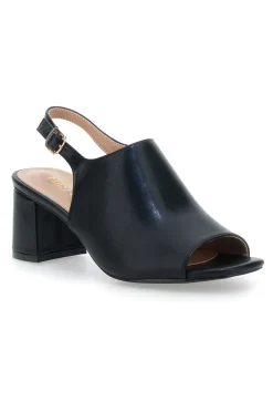 Schwarze Sandalen mit Riemen hinten und Öffnung vorne FIRST LADY P545