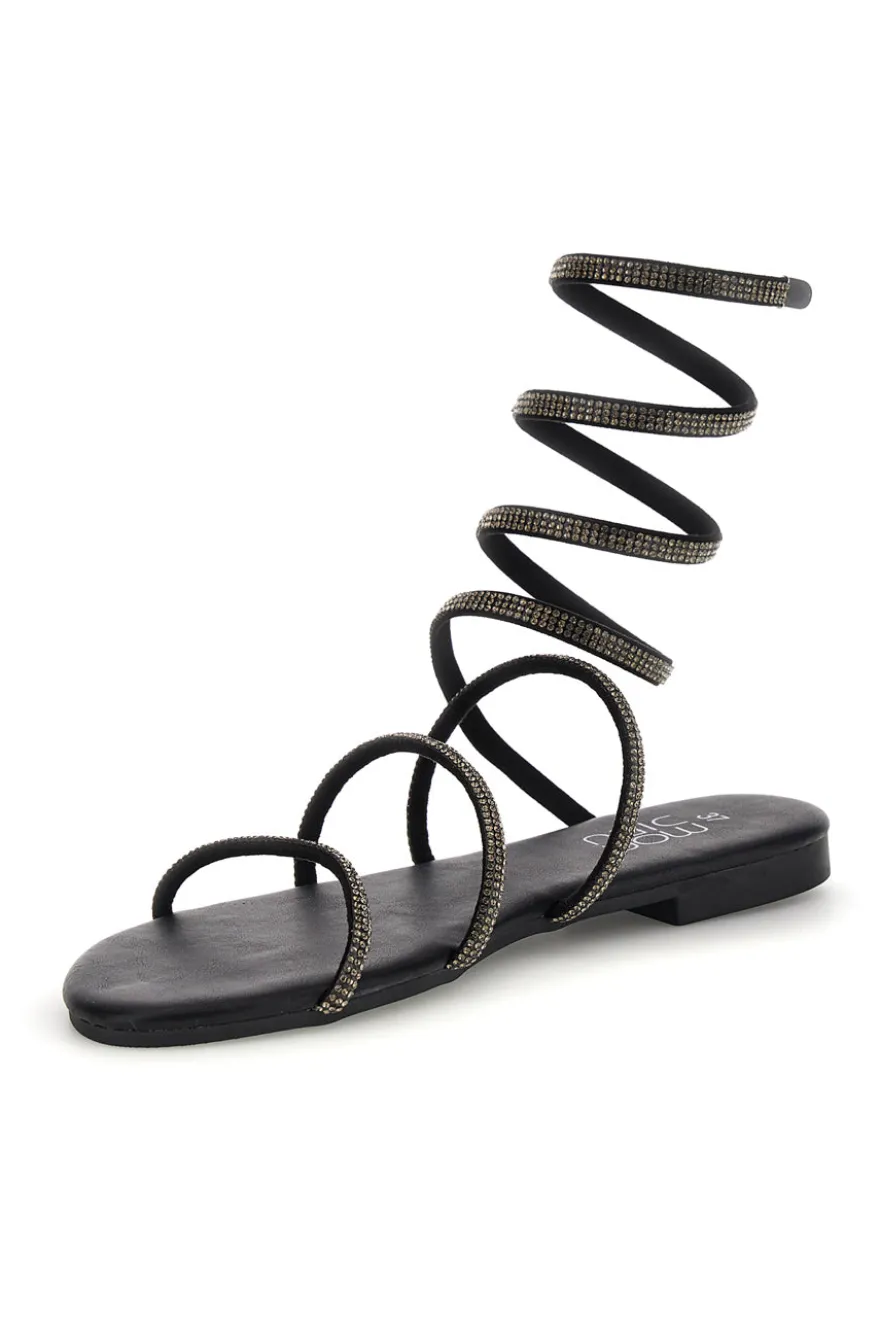 Schwarze Sandalen mit Strasssteinen Mon dieu PRE9300