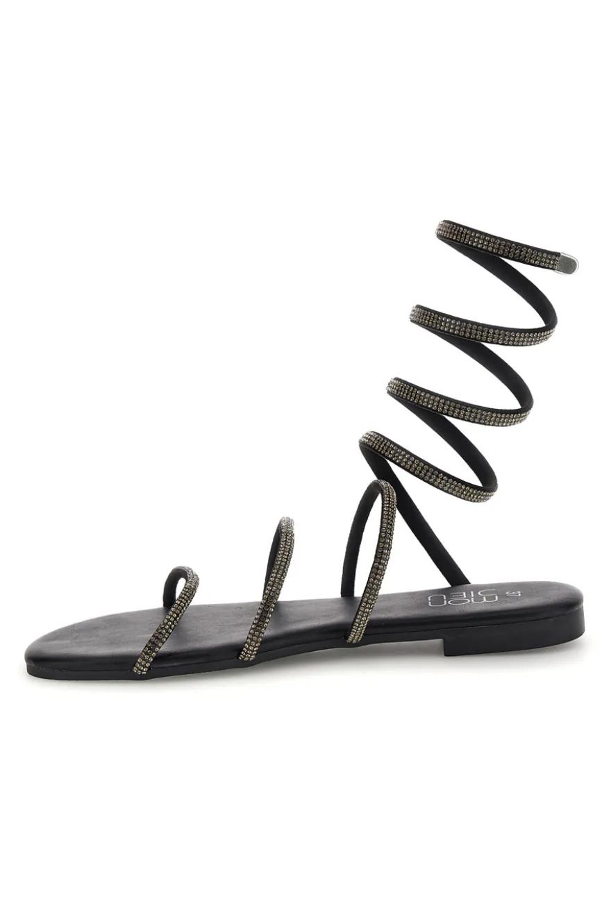 Schwarze Sandalen mit Strasssteinen Mon dieu PRE9300