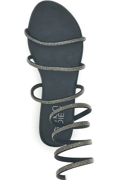 Schwarze Sandalen mit Strasssteinen Mon dieu PRE9300