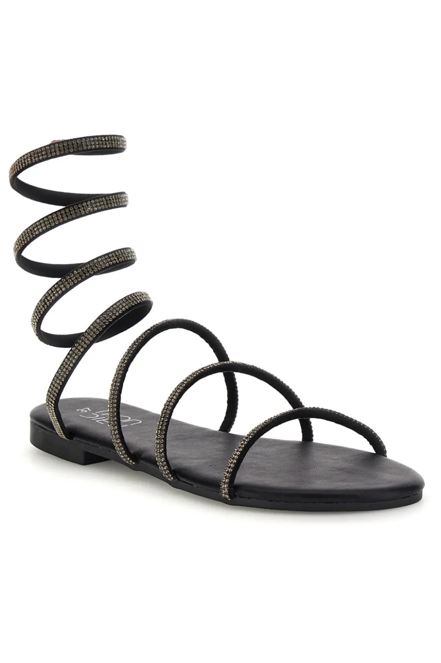 Schwarze Sandalen mit Strasssteinen Mon dieu PRE9300